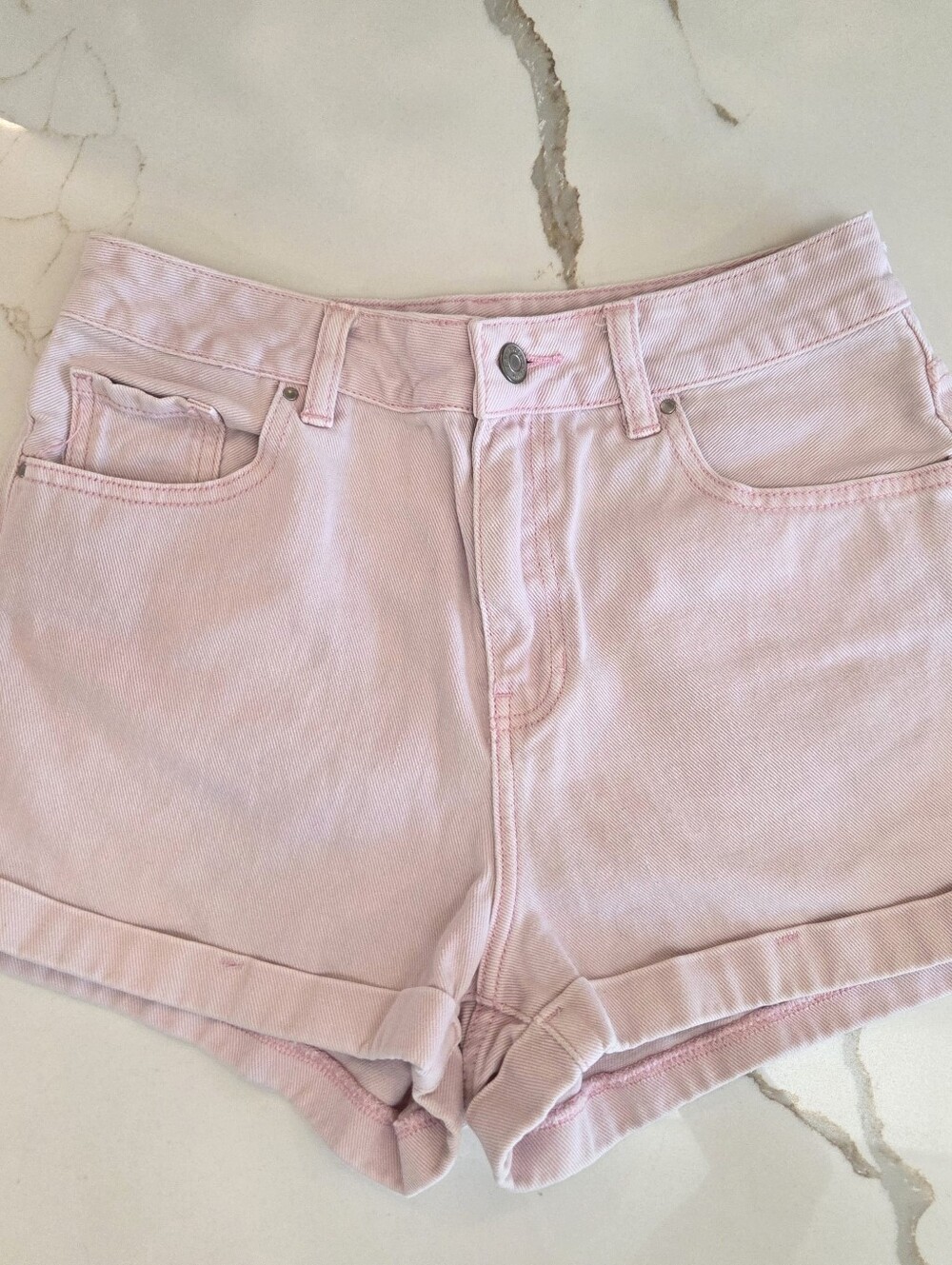 PacSun Mom Shorts Pink Denim High Rise Cuffed Jean Shorts Size 28